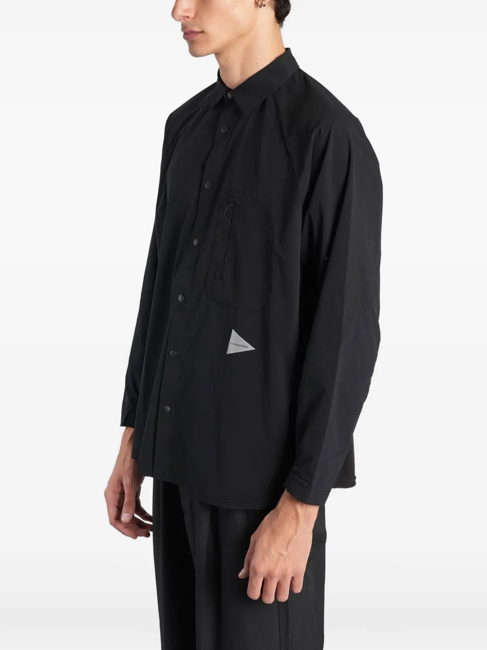 and Wander raglan-sleeve press-stud shirt Zwart