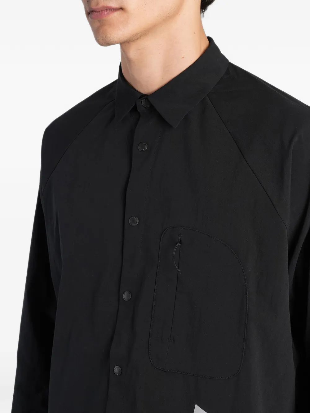 and Wander raglan-sleeve press-stud shirt Zwart