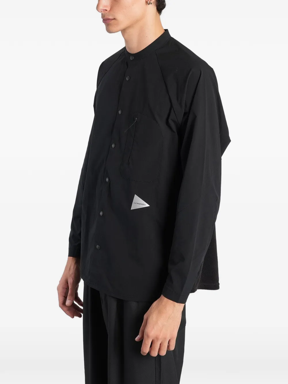and Wander fleece-back raglan-sleeve shirt Zwart
