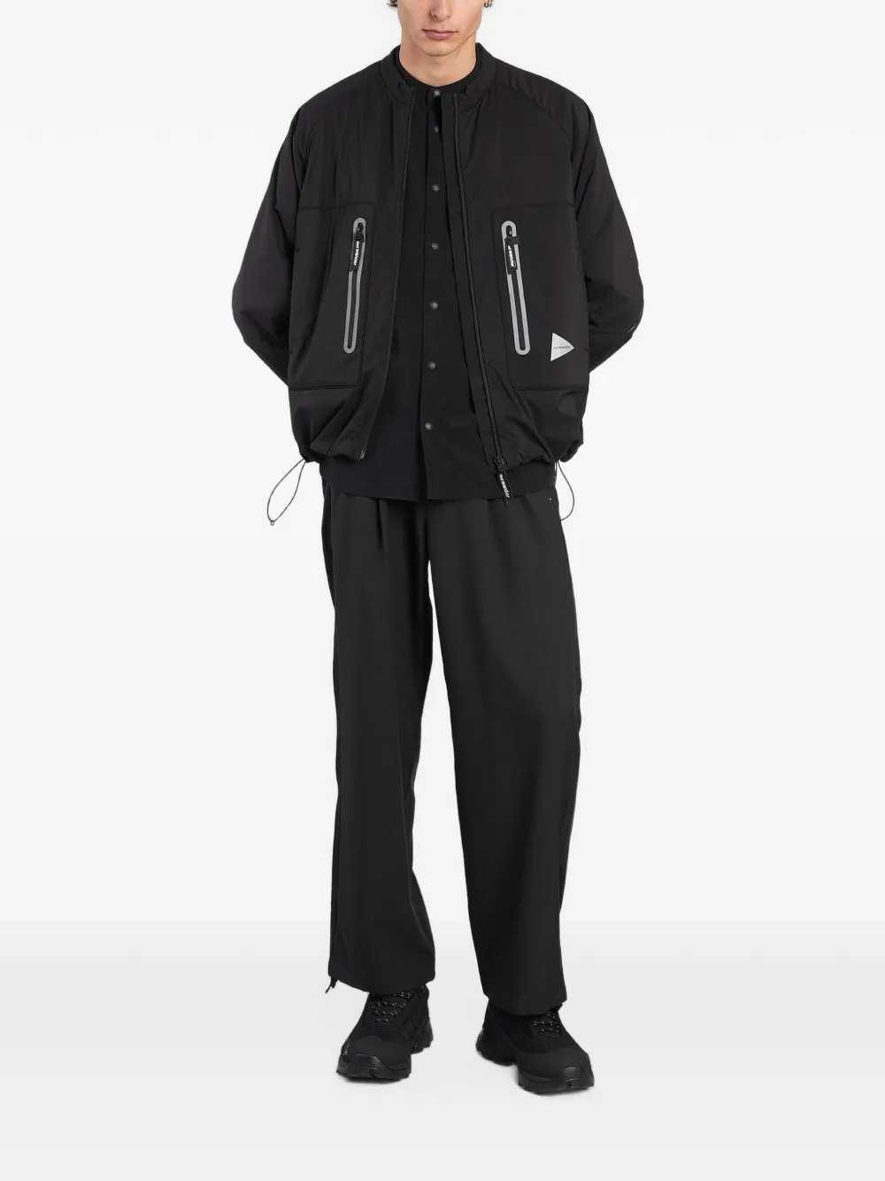and Wander fleece-back raglan-sleeve shirt Zwart