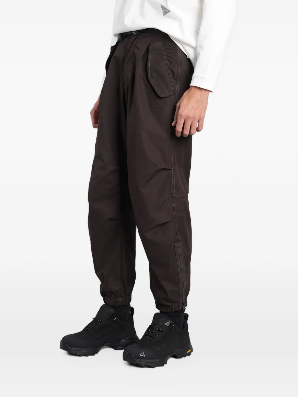and Wander belted zip-cuff straight-leg cargo trousers Bruin