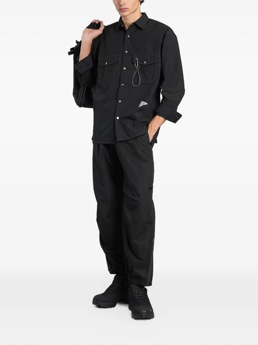 and Wander Cordura logo-print flap-pockets shirt Zwart