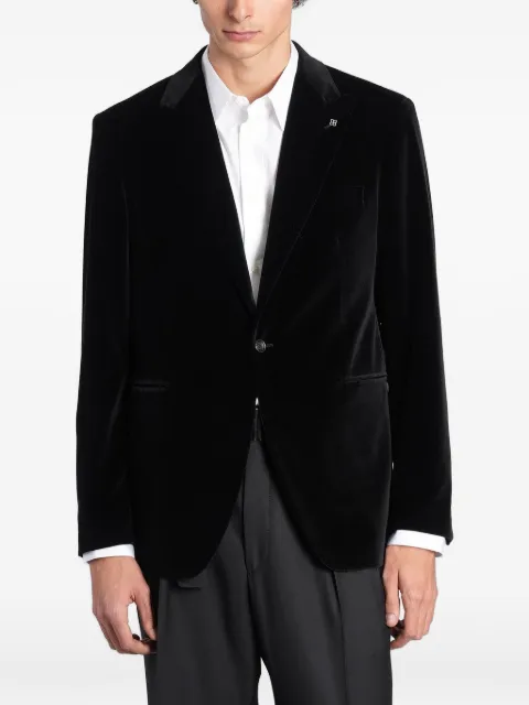 Tagliatore velvet-finish single-breasted blazer