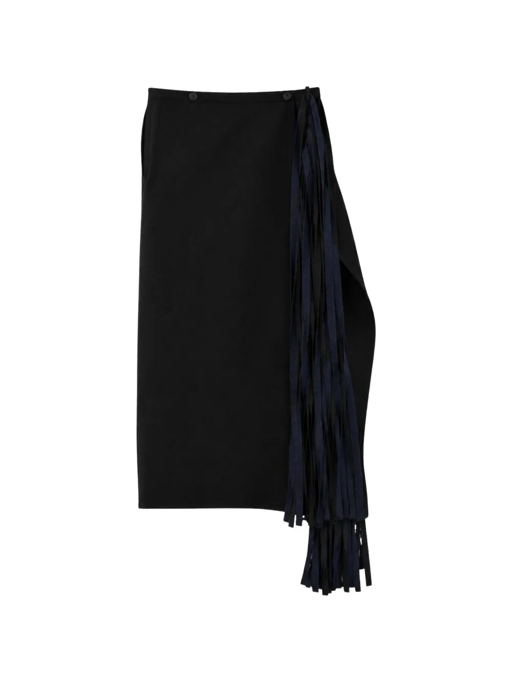 Carven SK459 fringe-trimmed button-fastening midi skirt - Schwarz