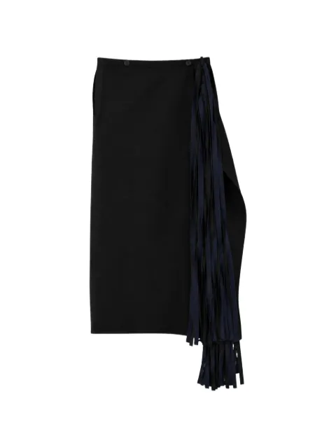 Carven SK459 fringe-trimmed button-fastening midi skirt