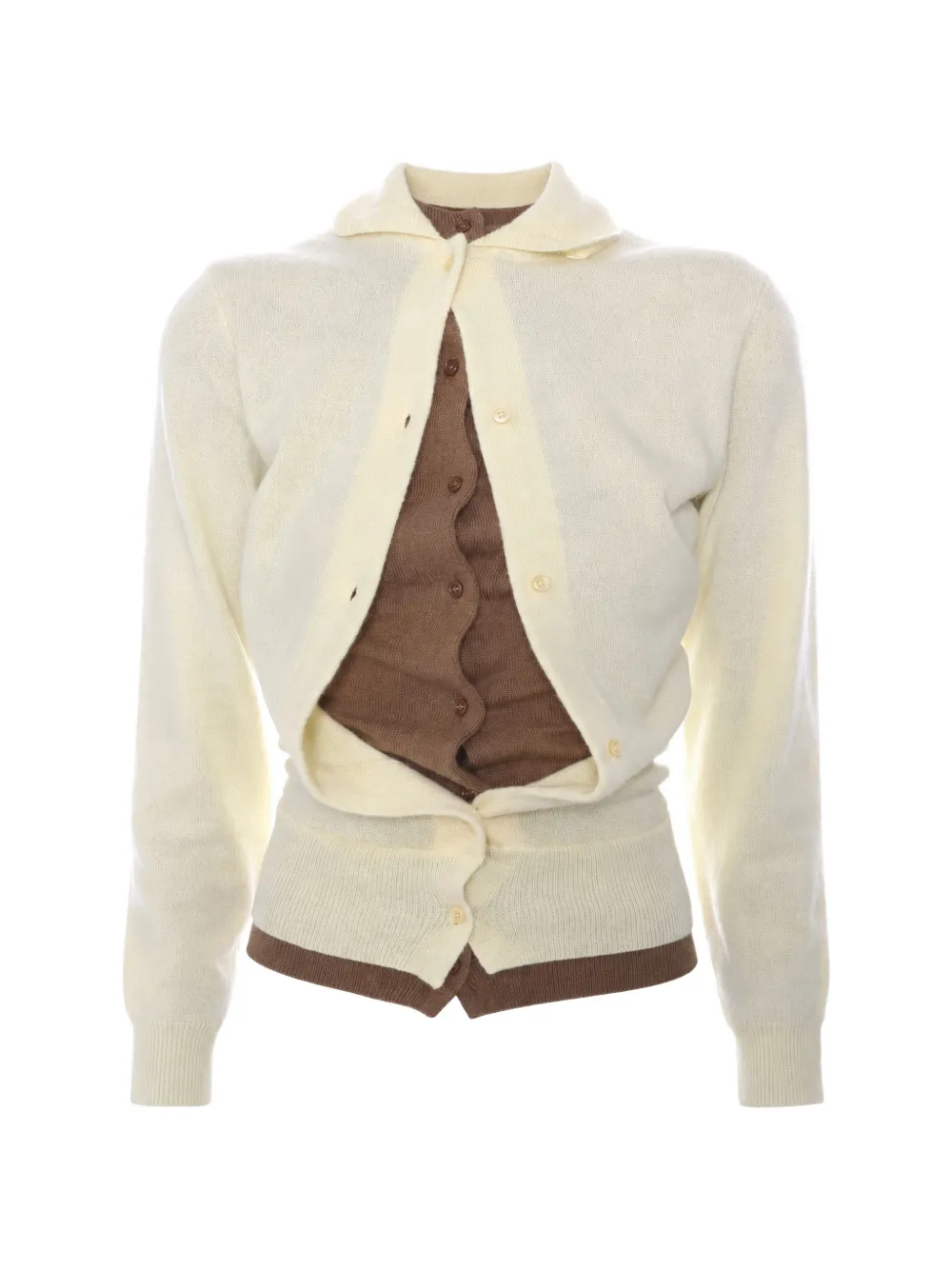 August Barron layered button-up cardigan Geel