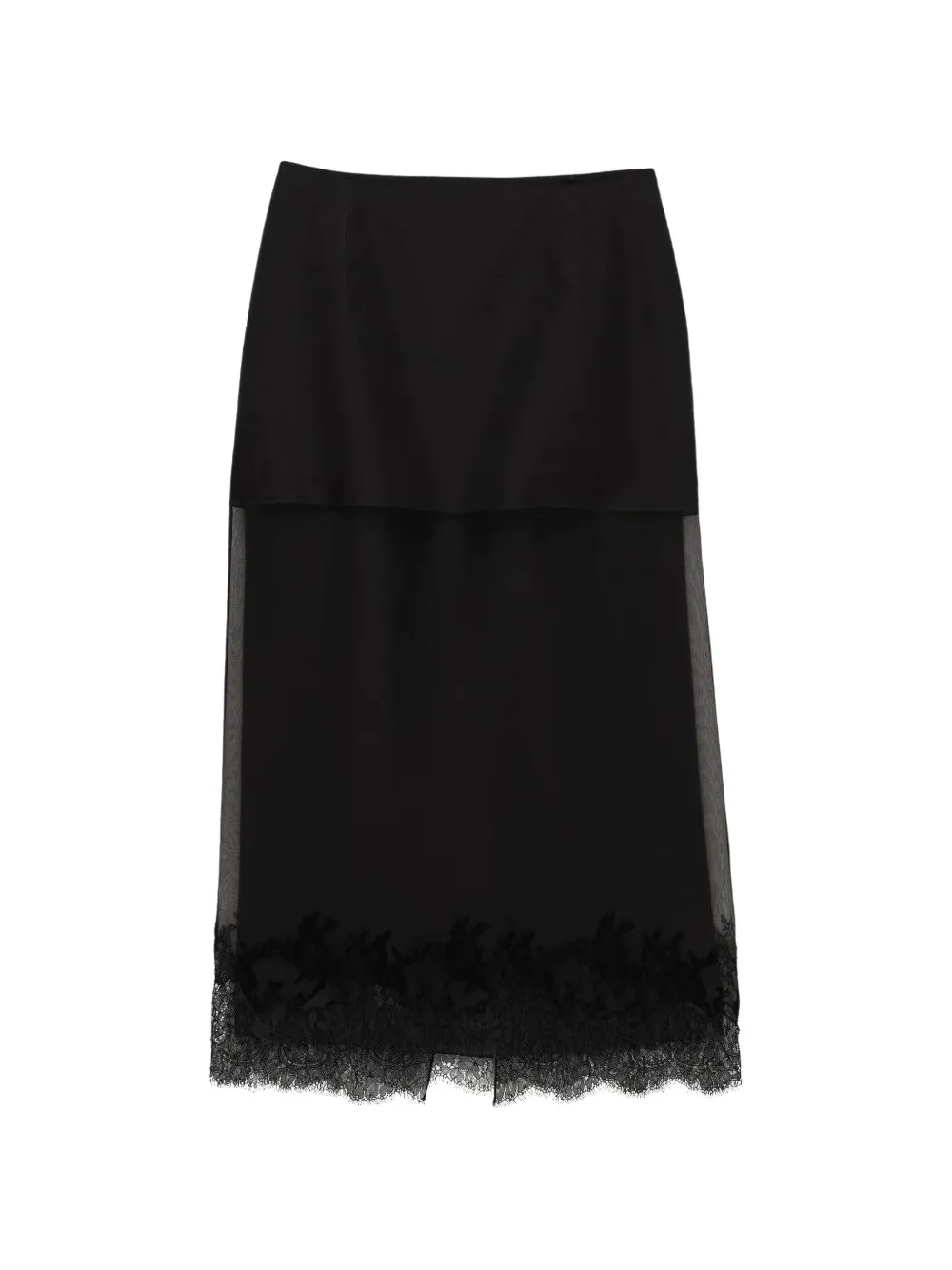 Carven lace-trim straight midi skirt - Noir Carven lace-trim straight midi skirt - Noir