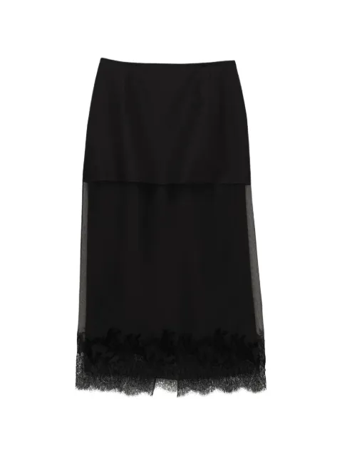 Carven lace-trim straight midi skirt