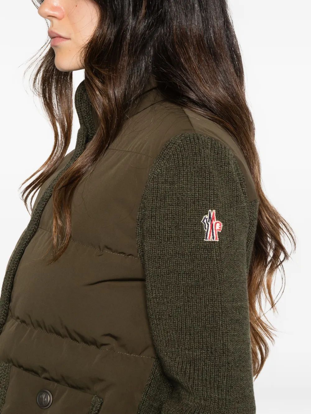 Moncler Grenoble quilted panel-detail sweater Groen