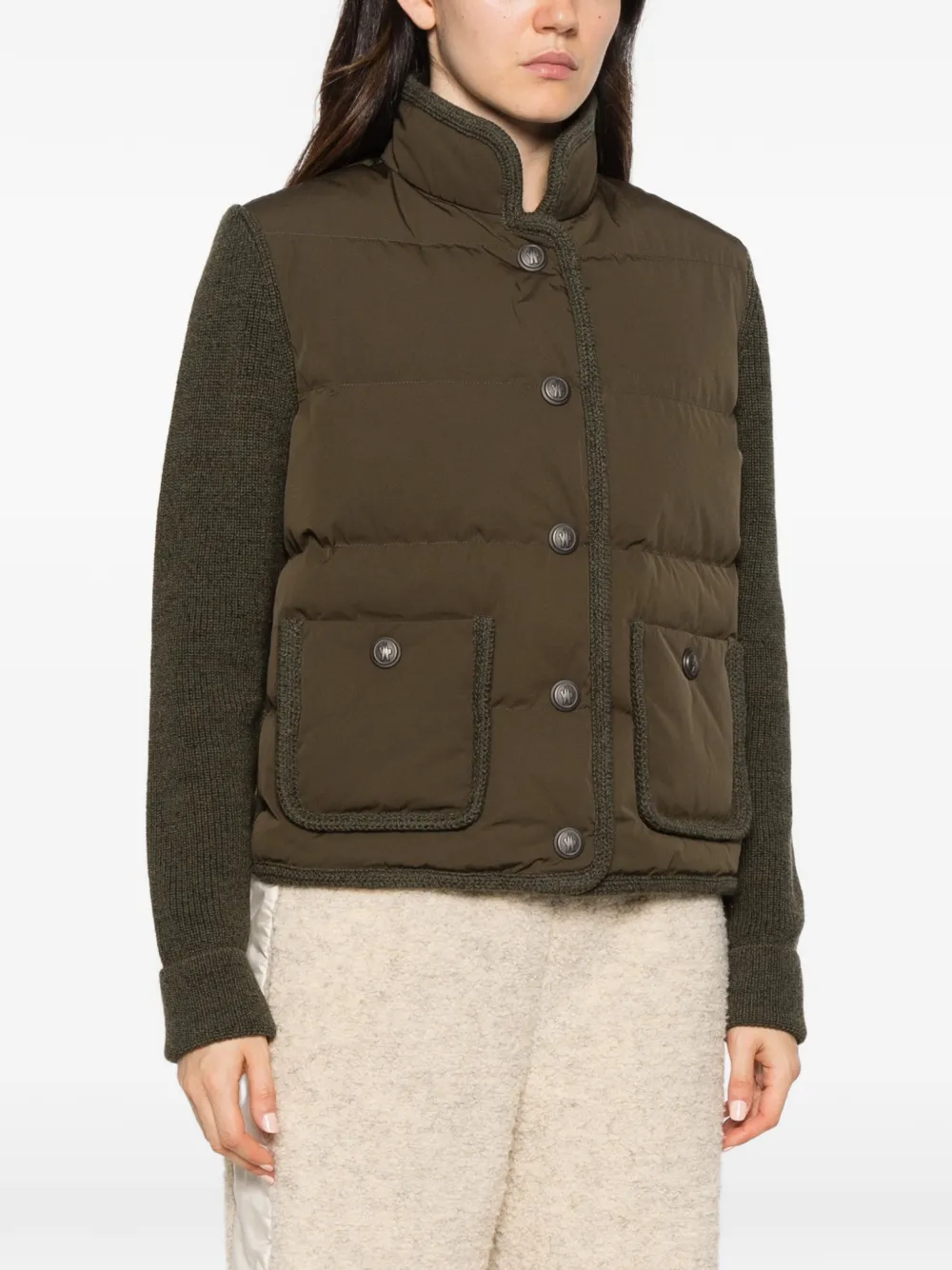 Moncler Grenoble quilted panel-detail sweater Groen
