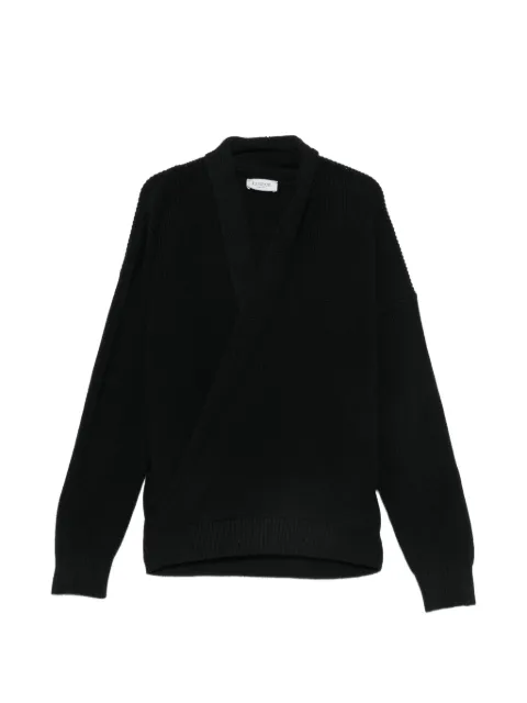 Laneus ribbed wrap-front sweater