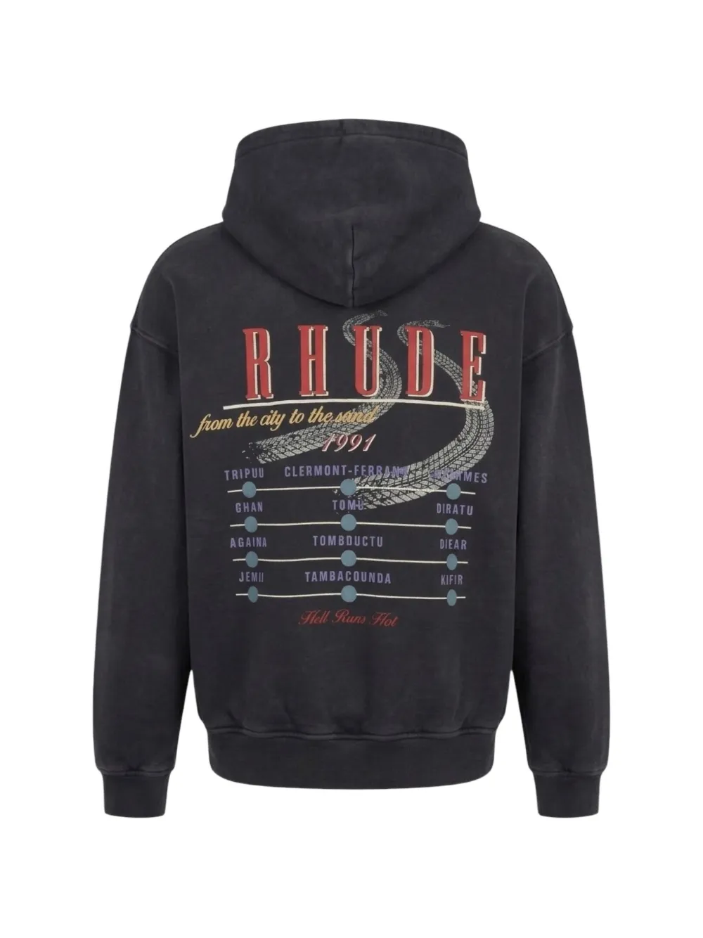 RHUDE The Desert Decides logo-print hoodie Zwart