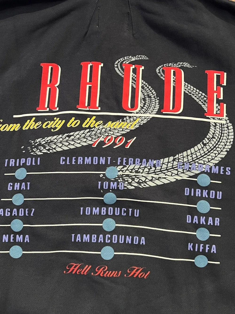 Rhude 더 데저트 디사이드 로고 프린트 후드