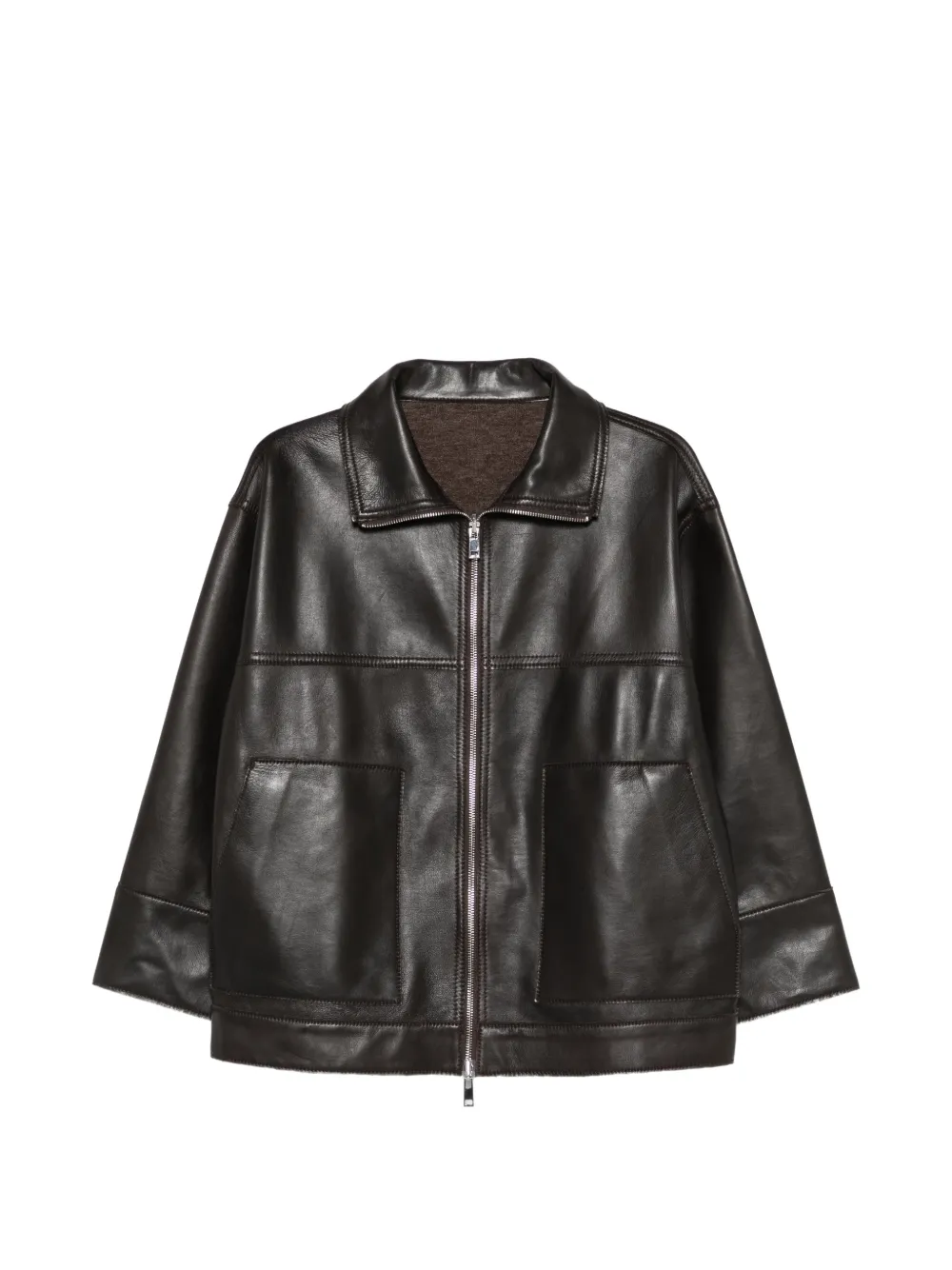 LEATHER AUTHORITY Guya reversible leather jacket - Braun