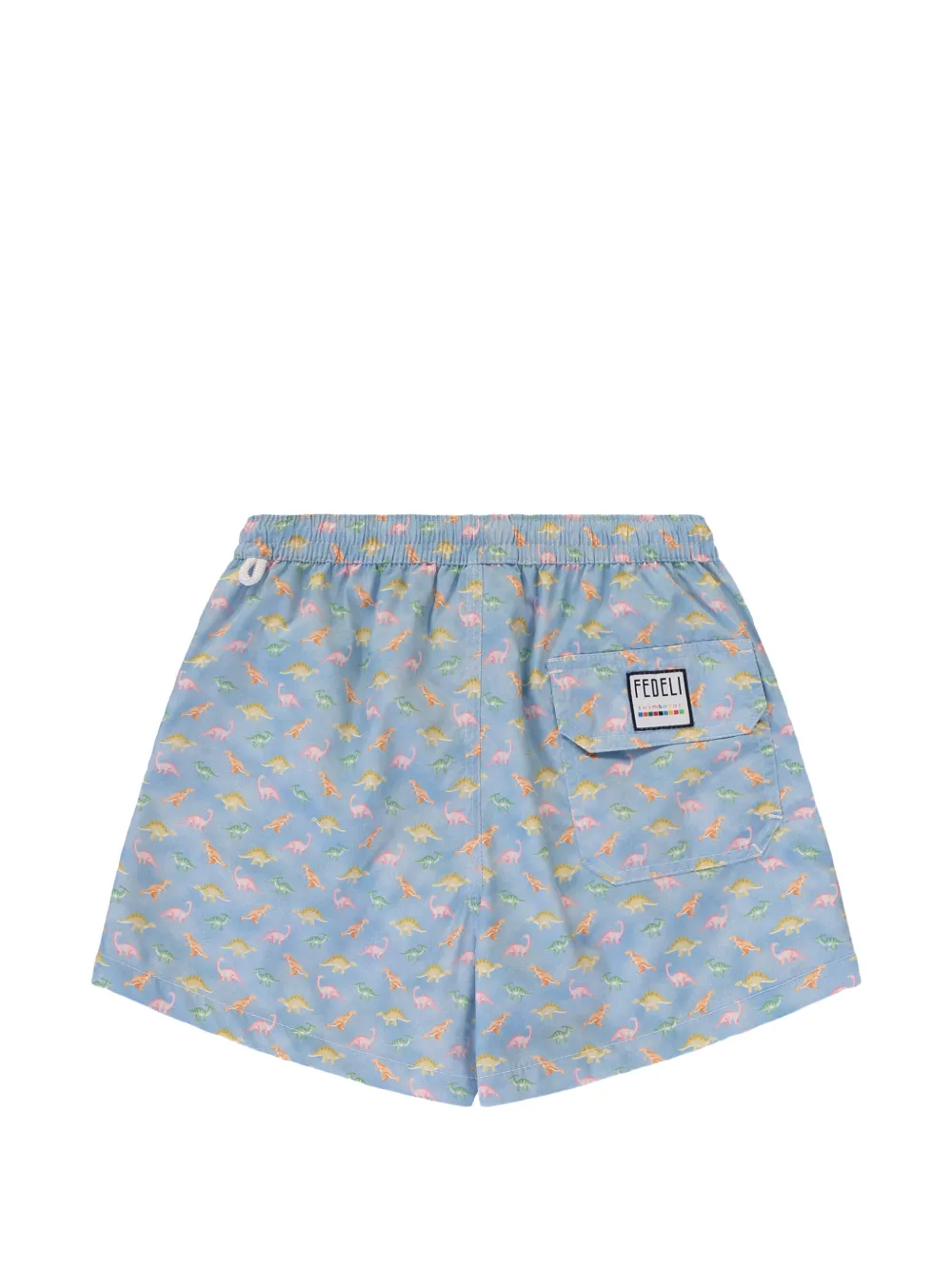 FEDELI Kids dinosaur-print swim shorts Blauw