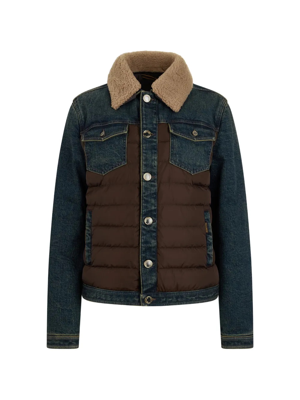 Moorer padded faux-fur collar denim jacket - Bleu Moorer padded faux-fur collar denim jacket - Bleu