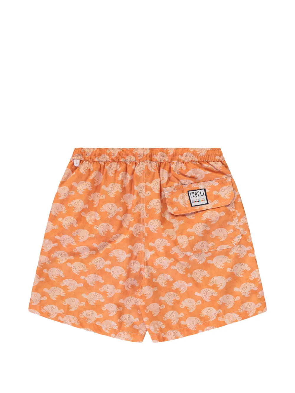 FEDELI Kids turtle-print drawstring swim shorts Oranje