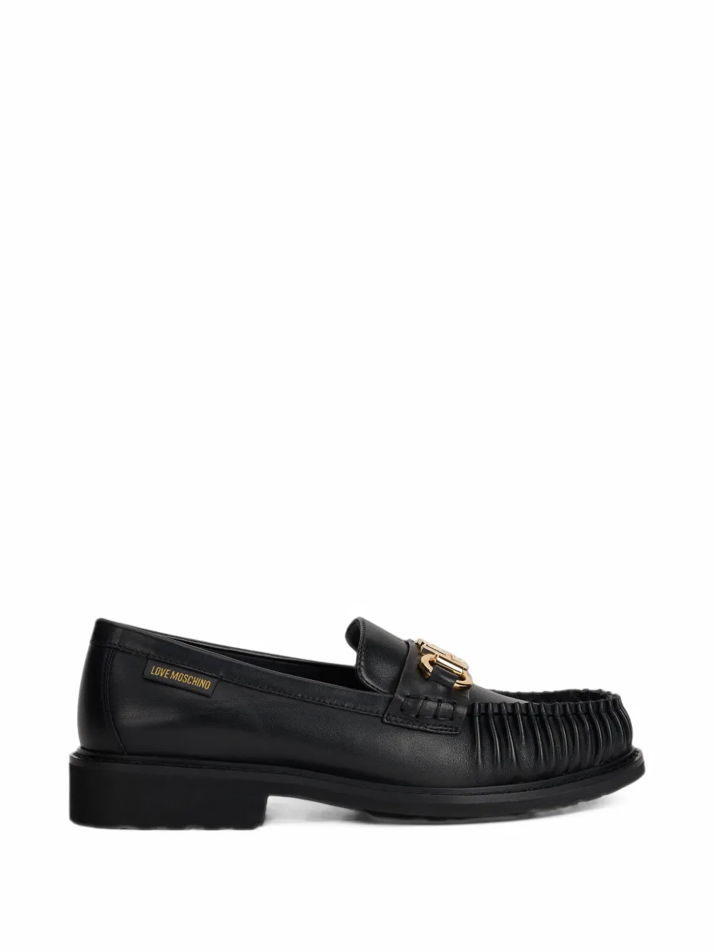 Love Moschino logo-plaque leather loafers - Noir Love Moschino logo-plaque leather loafers - Noir