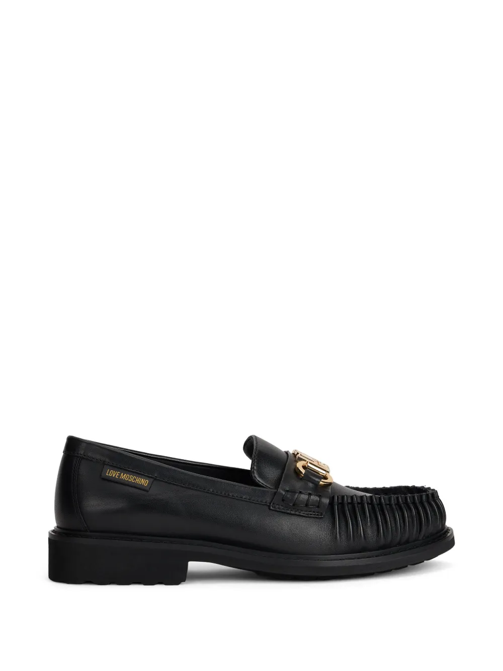 Love Moschino logo-plaque leather loafers - Nero