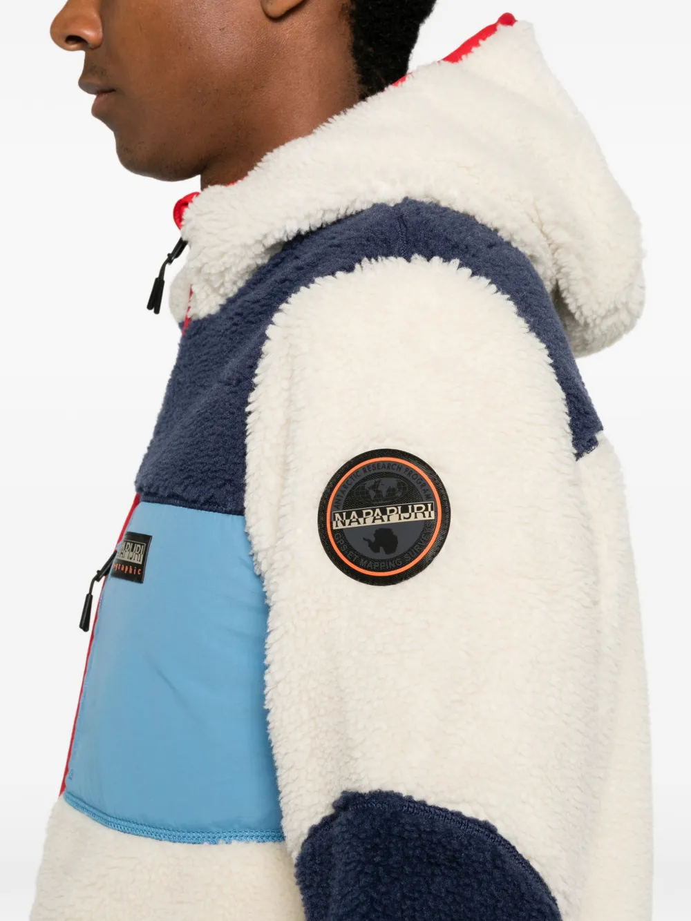 Napapijri fleece-texture colour-block jacket Beige