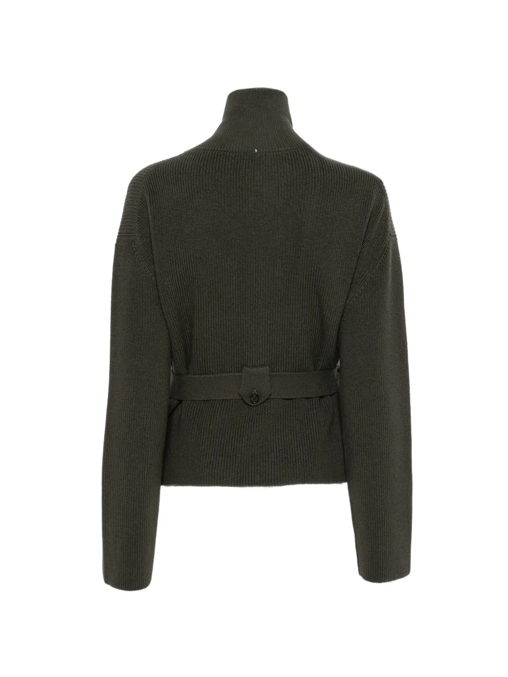 Lorena Antoniazzi belted ribbed-knit cardigan Groen