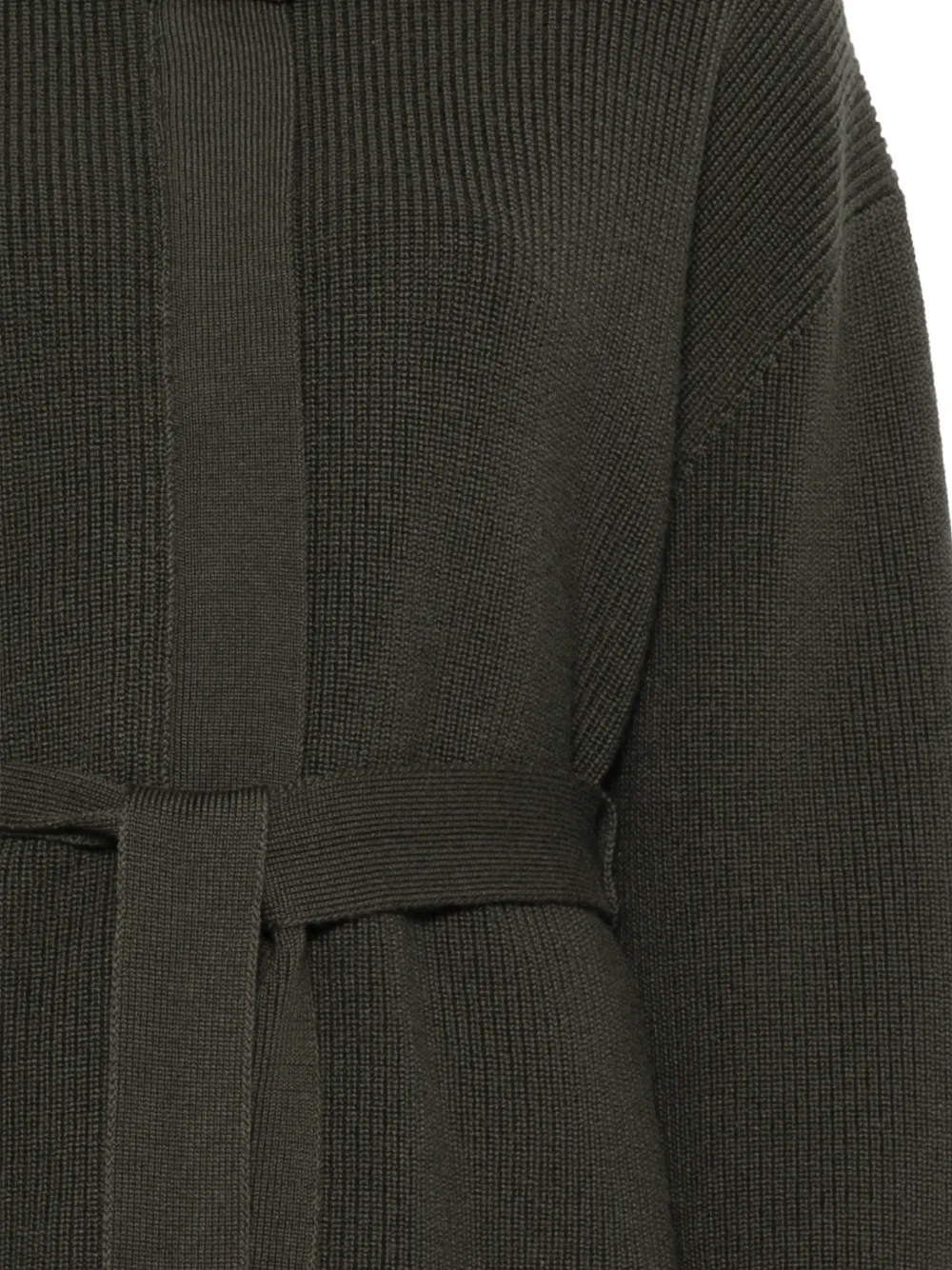 Lorena Antoniazzi belted ribbed-knit cardigan Groen