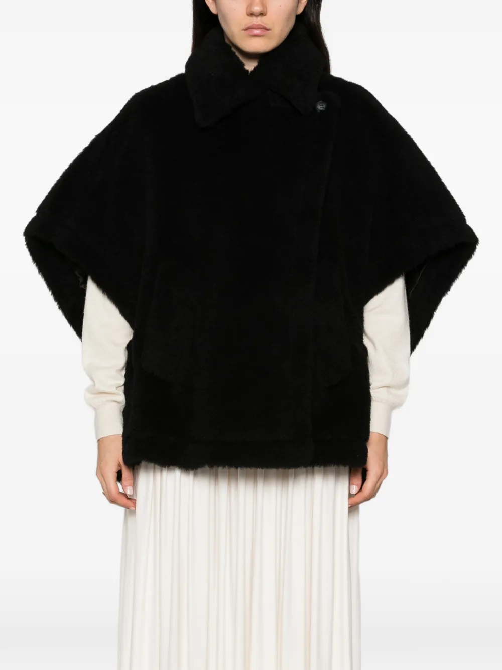 Max Mara high-neck textured-finish jacket Zwart