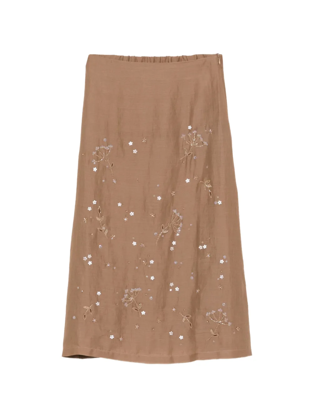Lorena Antoniazzi sequin-embellished floral-embroidered midi skirt - Braun
