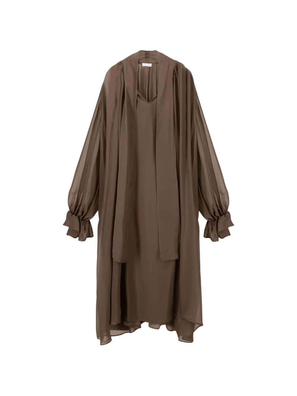 Roberto Collina Midi-jurk met ruchemanchetten Bruin