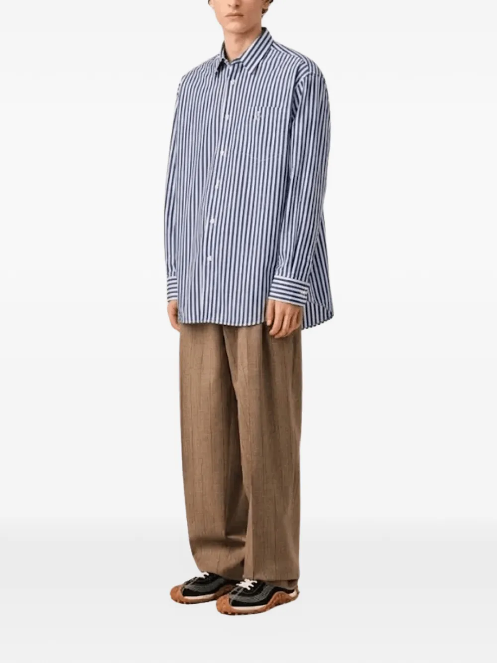 AMI Paris striped-print chest-pocket shirt Blauw