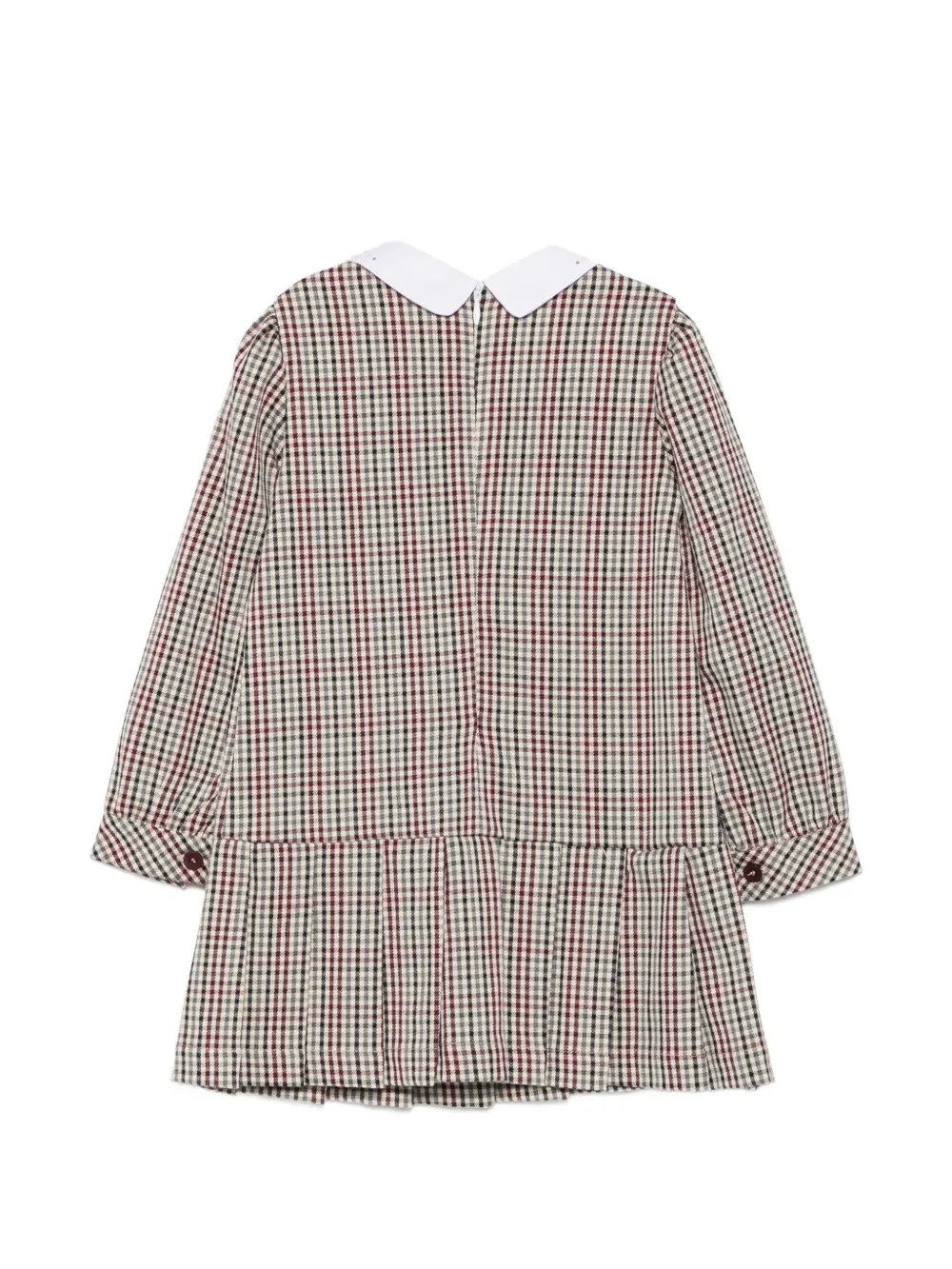 LALALU check-pattern crystal-embellished mini dress Beige
