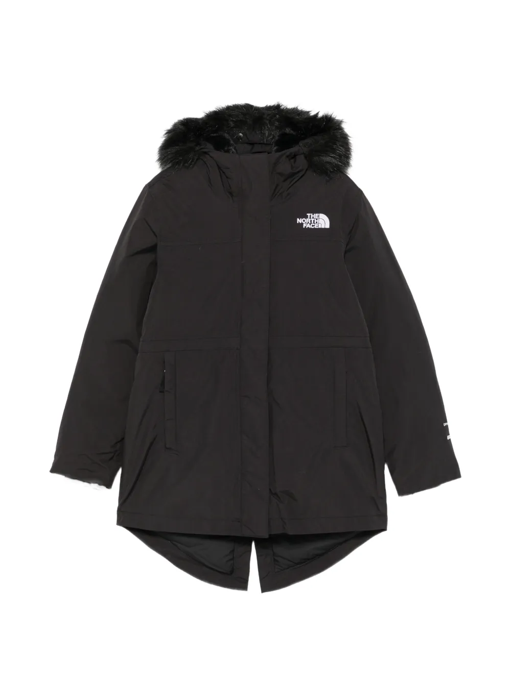 The North Face Kids faux-fur trim hooded coat Zwart