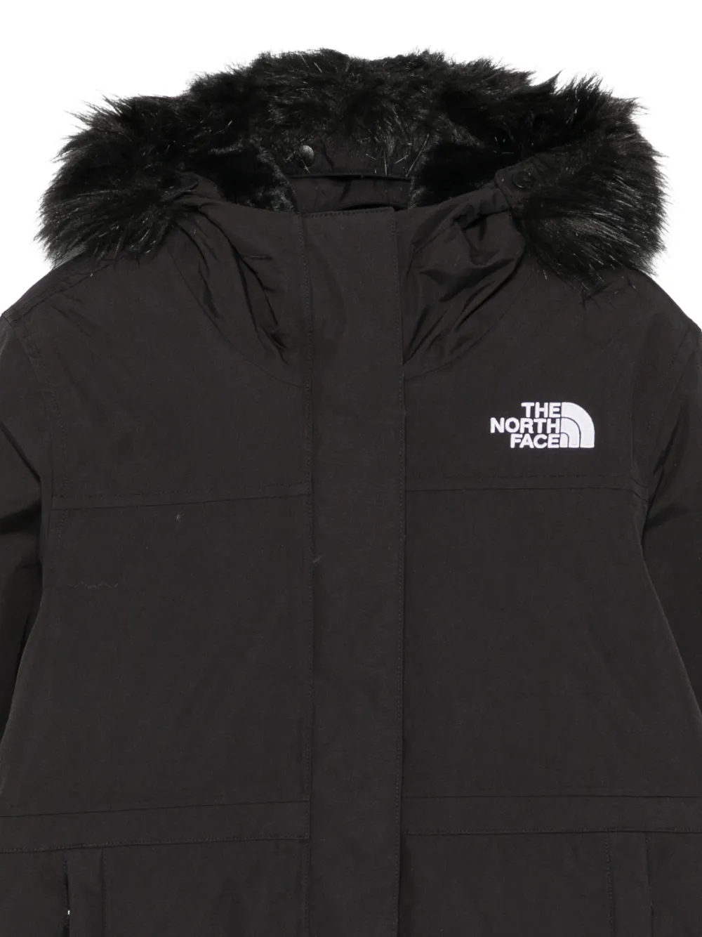 The North Face Kids faux-fur trim hooded coat Zwart