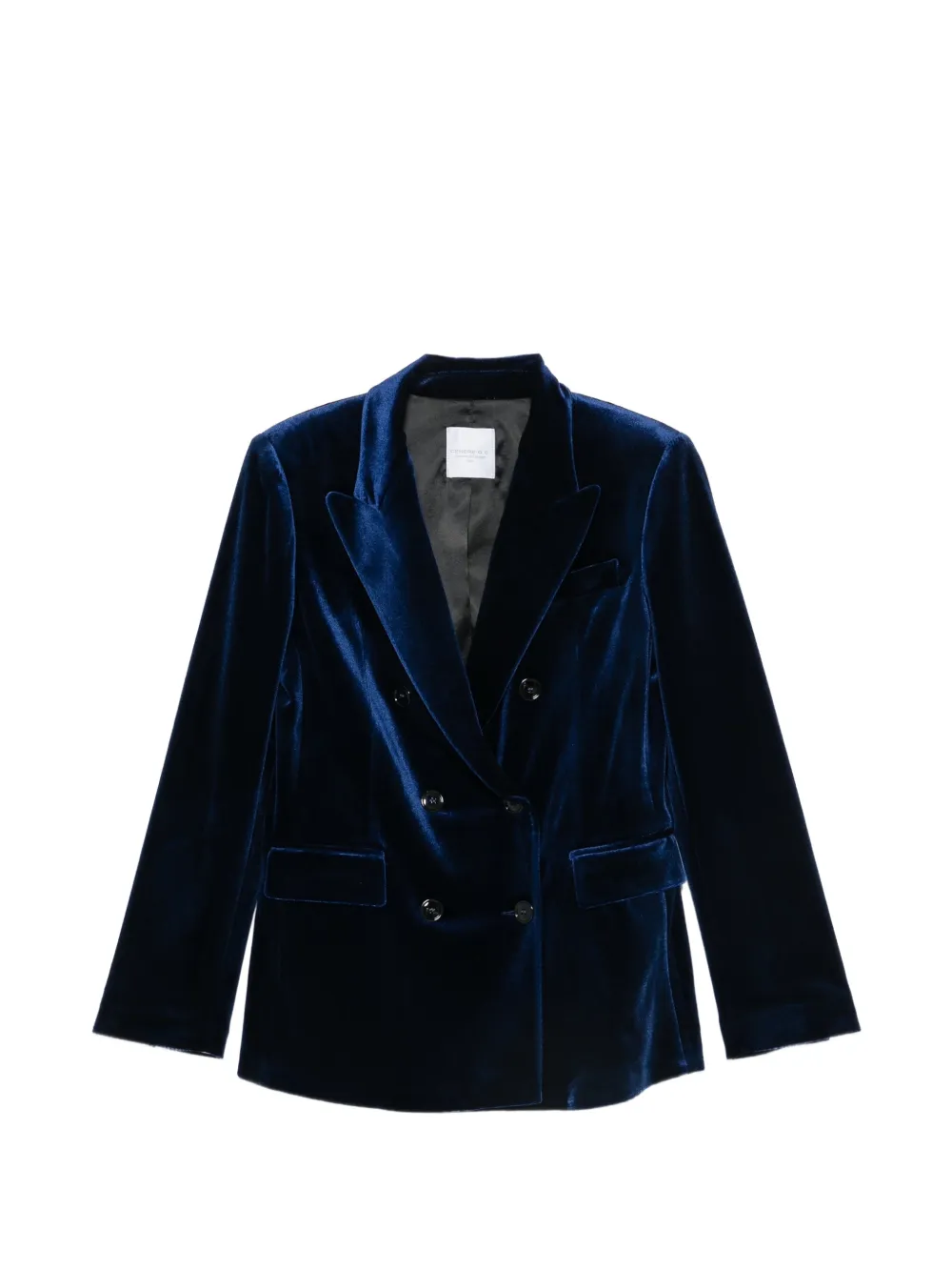 Cenere GB double-breasted velvet-finish blazer - Blue