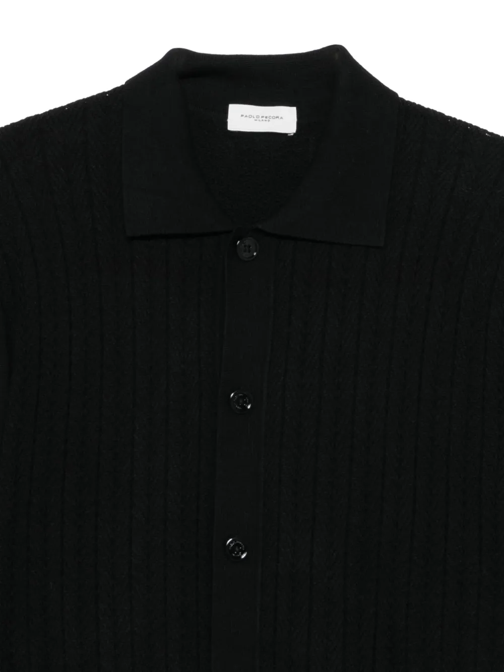 Paolo Pecora chevron-knit polo cardigan Zwart