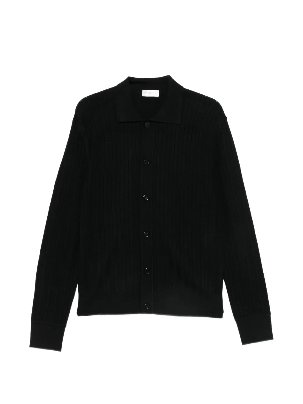 Paolo Pecora chevron-knit polo cardigan - Schwarz