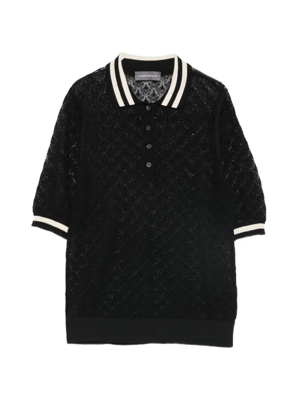 Lorena Antoniazzi diamond-pointelle polo shirt - Nero