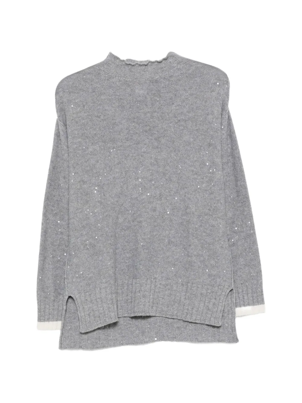 Lorena Antoniazzi reversible sequin-embellished side-slit sweater Grijs