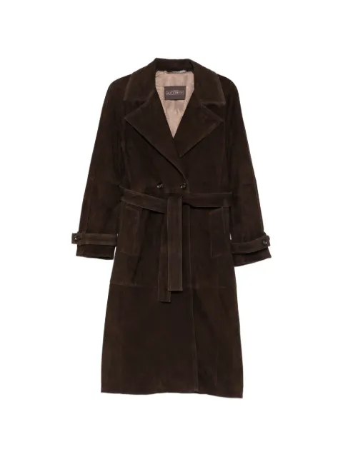 LEATHER AUTHORITY Peacefull belted suede coat