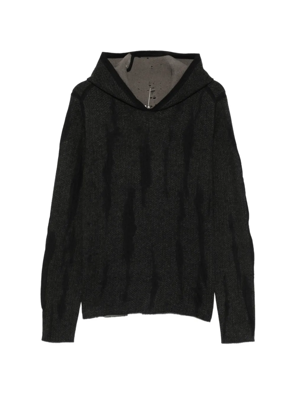Label Under Construction faded-effect knit hoodie - Nero
