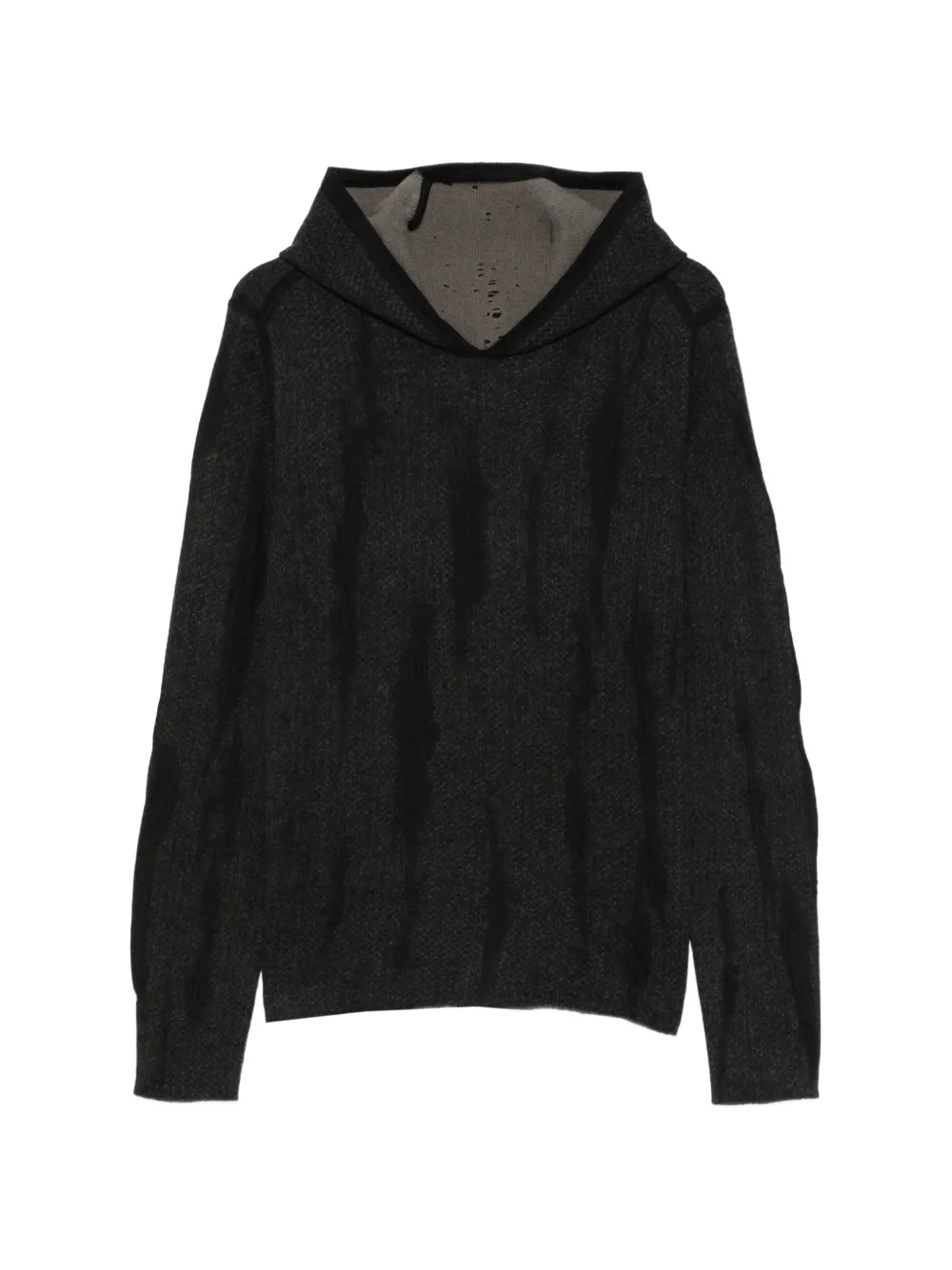 Label Under Construction faded-effect knit hoodie - Nero