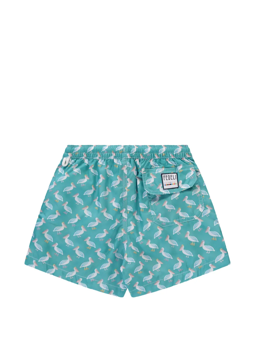 FEDELI Kids pelican-print drawstring swim trunks Groen