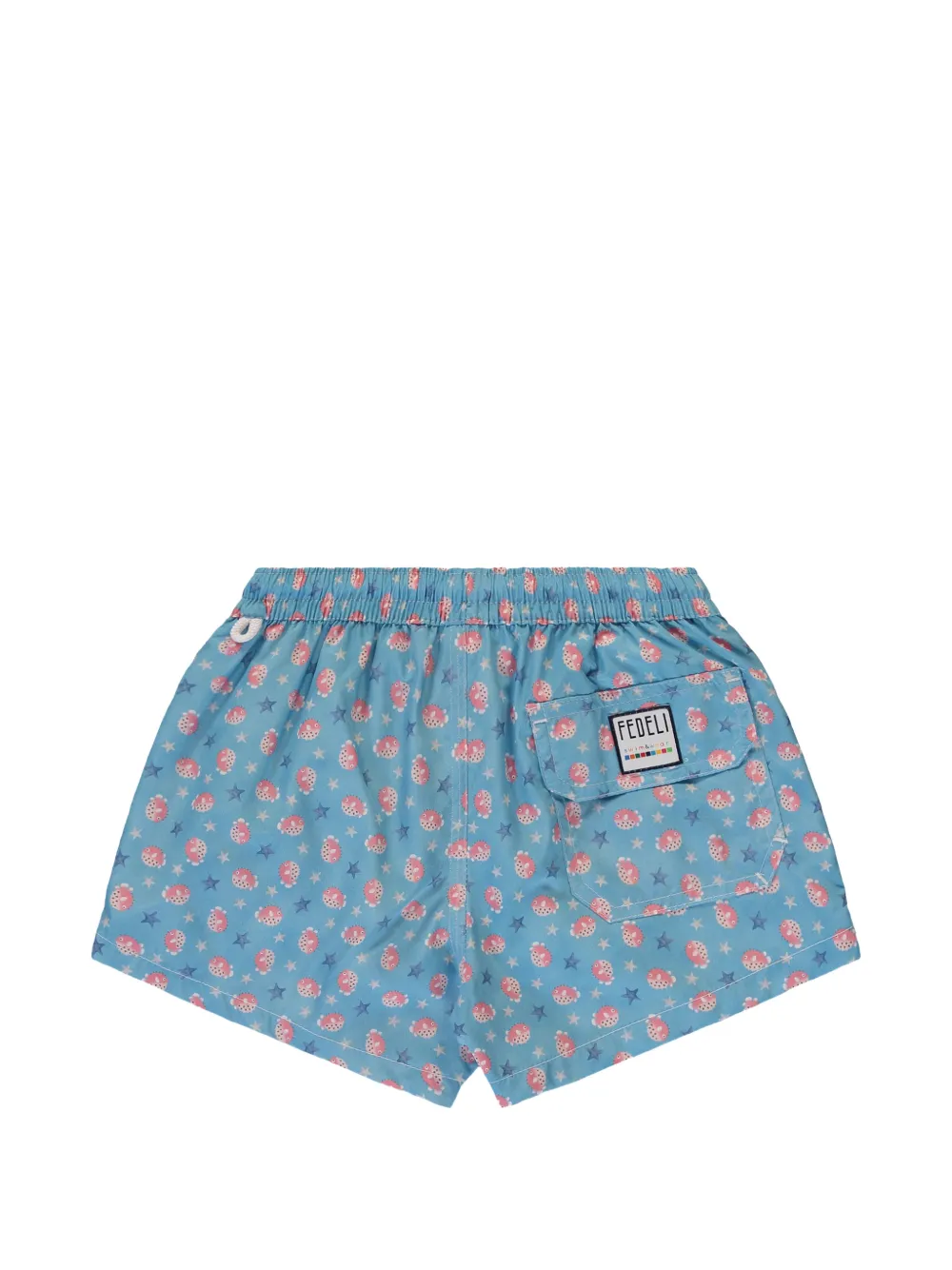 FEDELI Kids marine-print drawstring swim shorts Blauw
