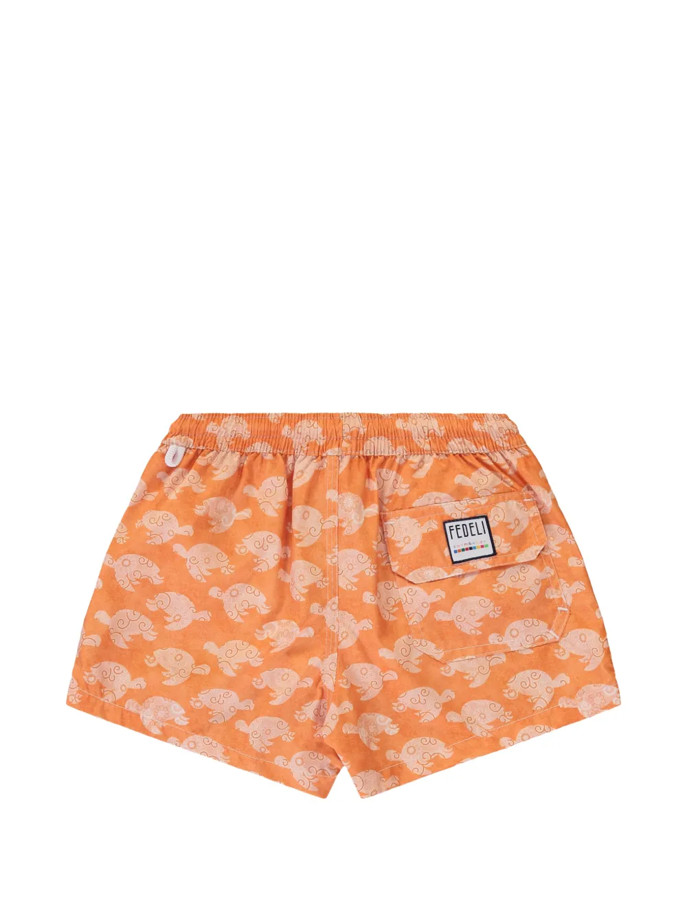 FEDELI Kids turtle-print drawstring swim shorts Oranje