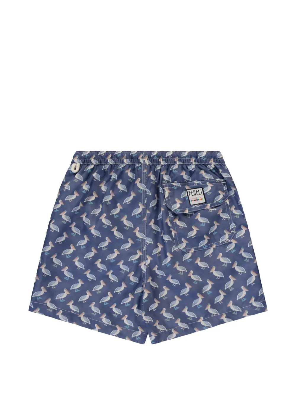 FEDELI Kids pelican-print swim shorts Blauw