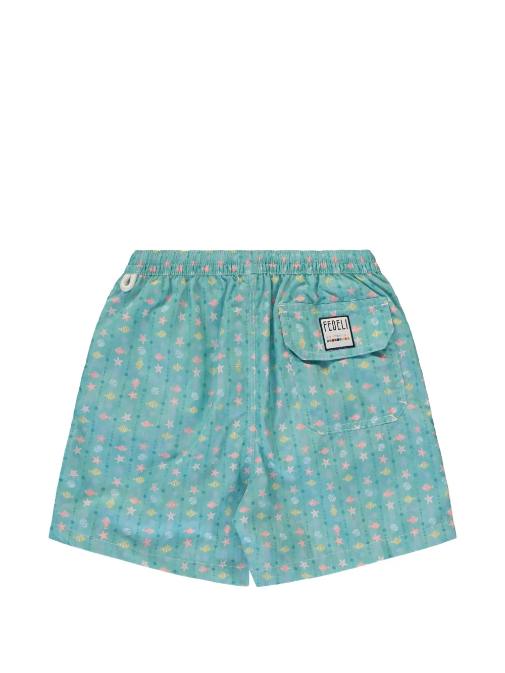 FEDELI Kids marine-print swim shorts Blauw