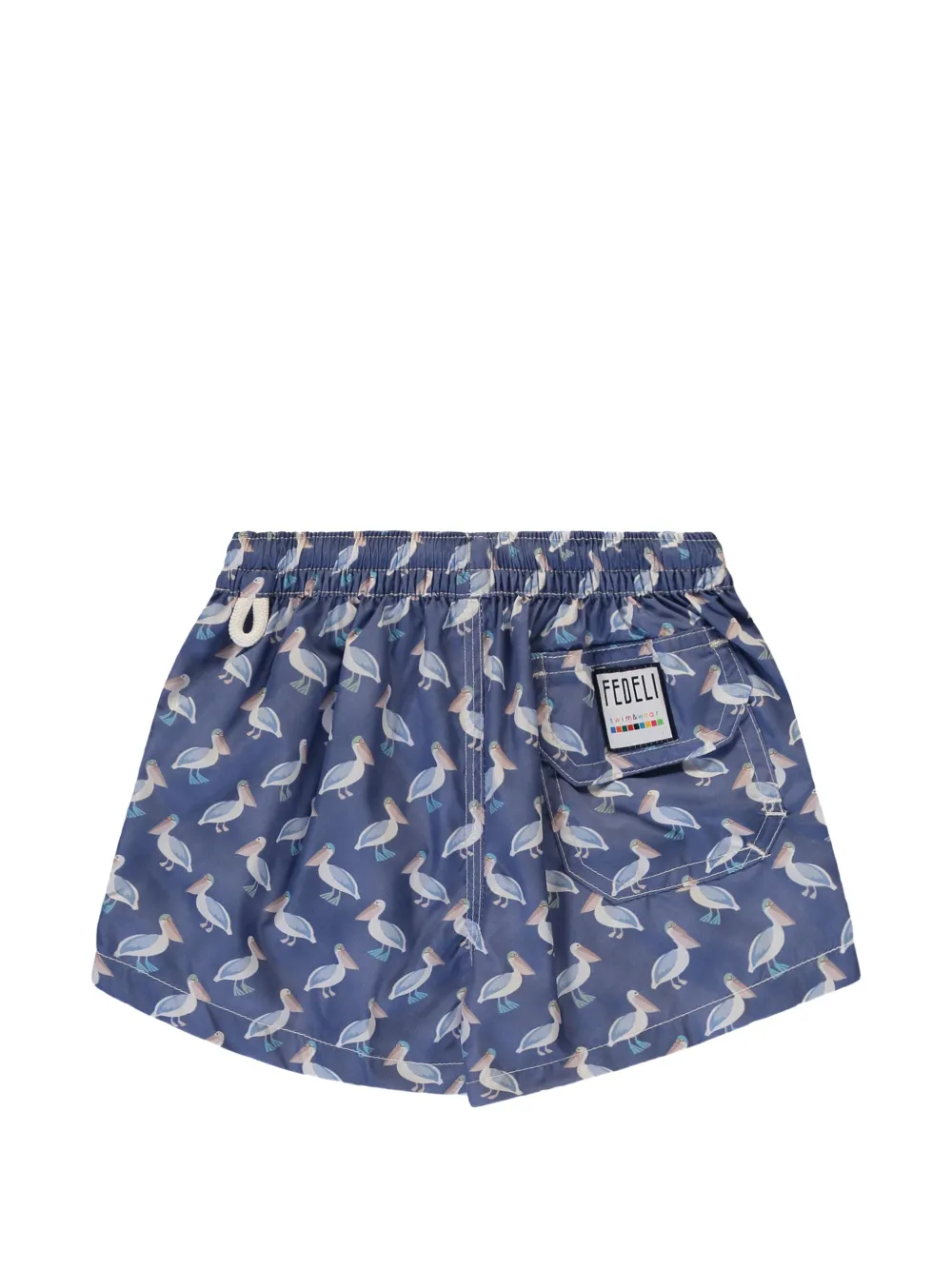 FEDELI Kids pelican-print swim shorts Blauw