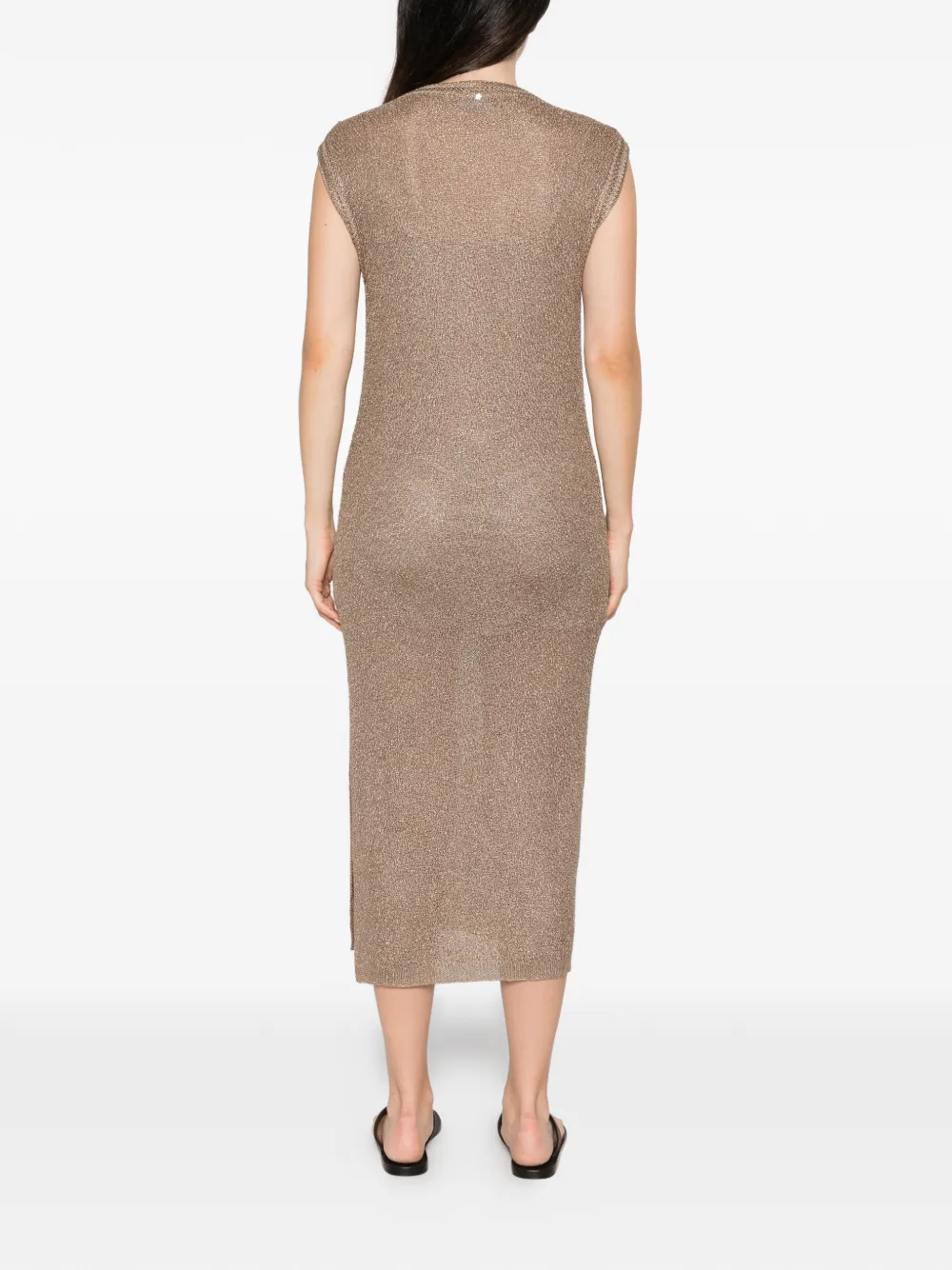 Lorena Antoniazzi metallic-effect sleeveless midi dress Beige