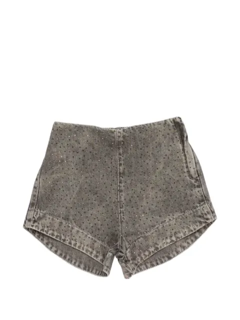 Miss Grant Kids rhinestone-embellished acid-wash shorts