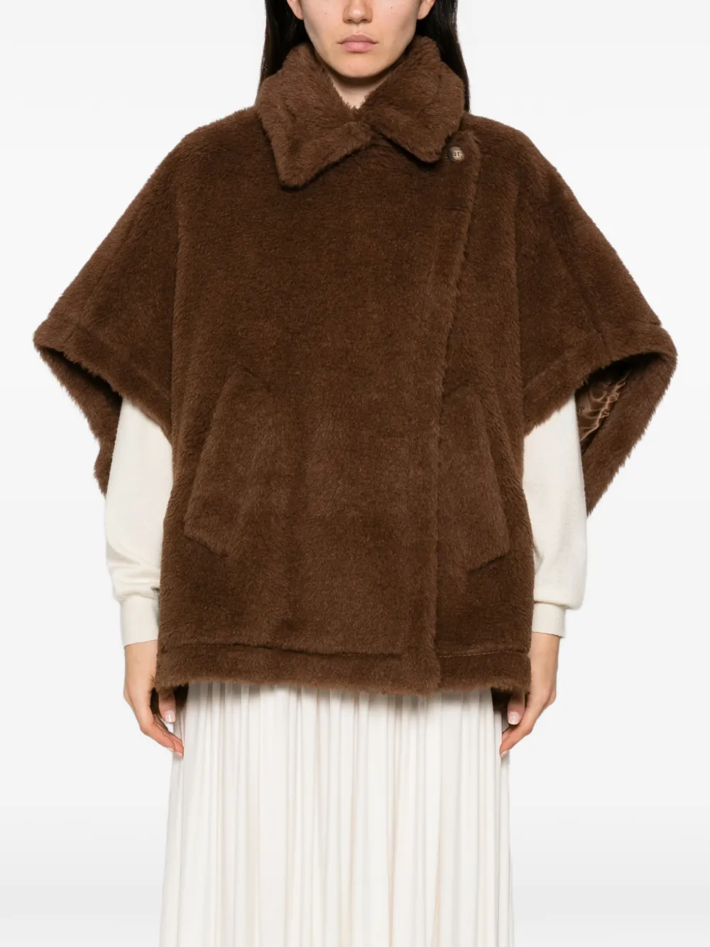 Max Mara Teddy cape-style jacket Bruin